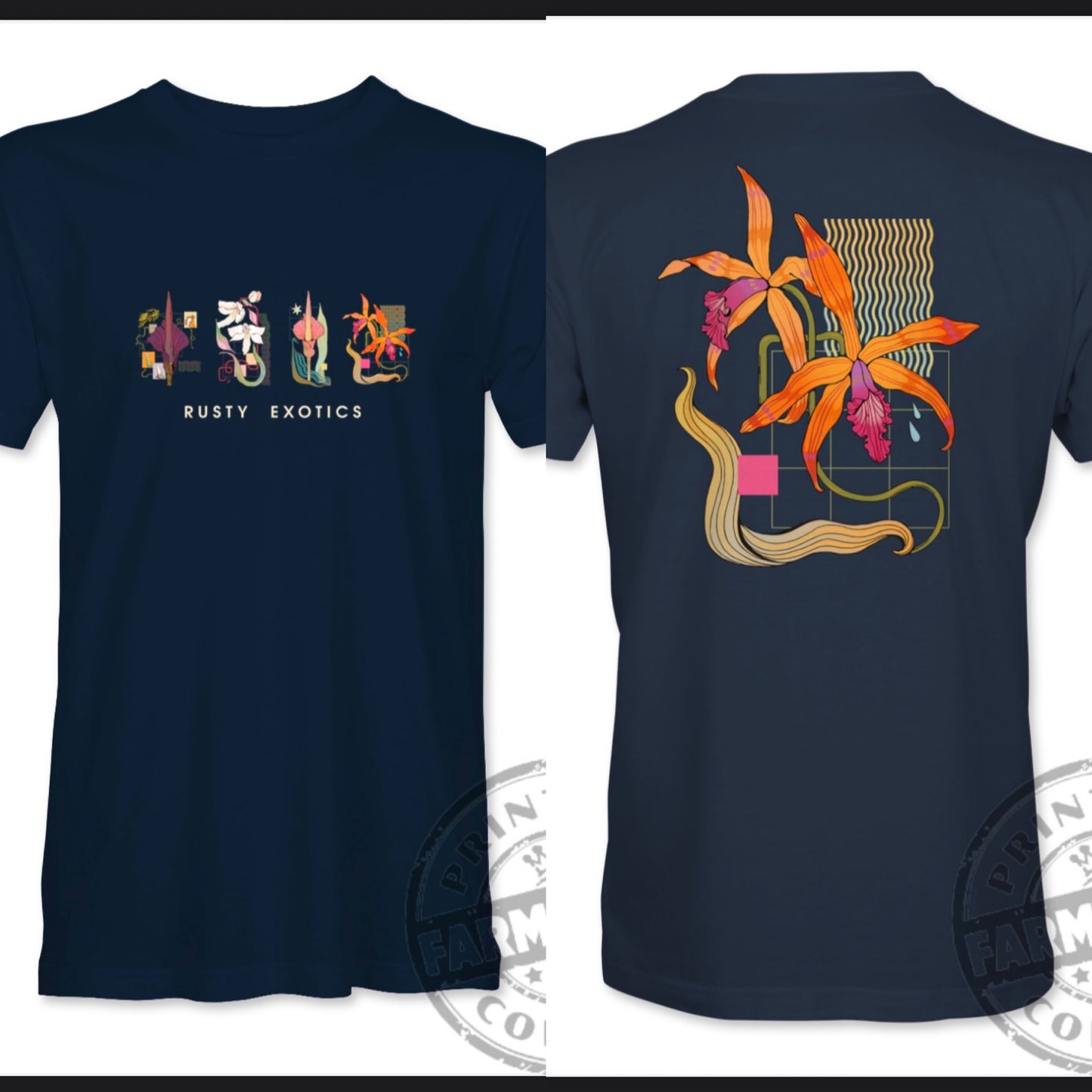 Cattleya Orchid T-shirt - Midnight Navy